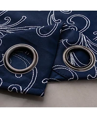Rt Designer Collection Kimber Embroidered Blackout Luxurious Decorative Grommet Curtain Panel 54" x 84" Navy