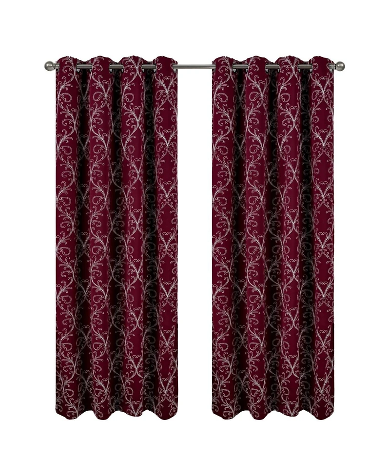 Rt Designer Collection Kimber Embroidered Blackout Luxurious Decorative Grommet Curtain Panel 54" x 90