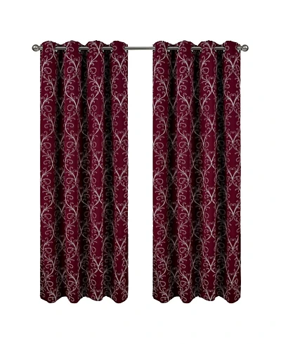 Rt Designer Collection Kimber Embroidered Blackout Luxurious Decorative Grommet Curtain Panel 54" x 90