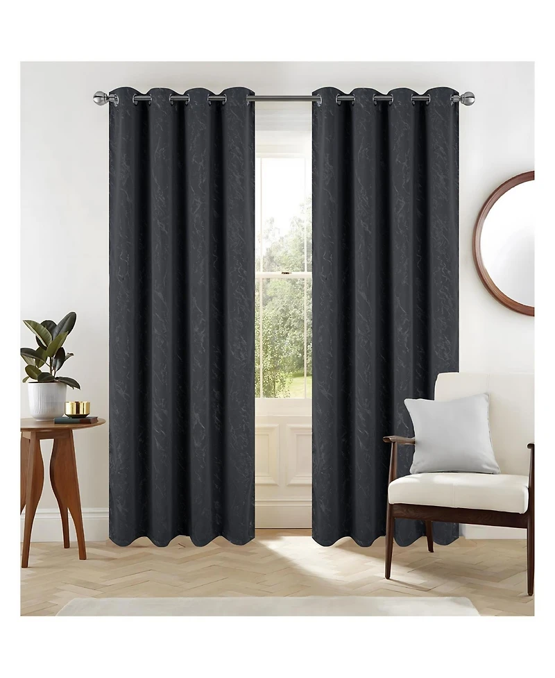 Rt Designer Collection Heidi Halo Foil Blackout Luxurious Decorative Grommet Curtain Panel 54" x 90