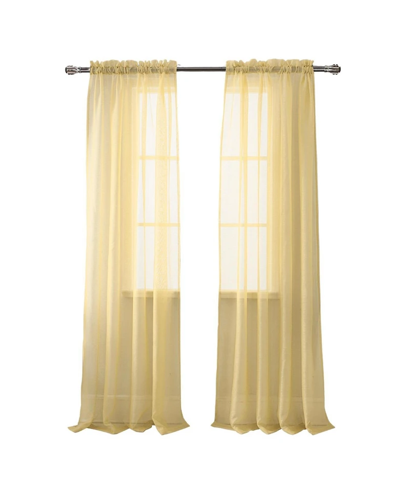 Rt Designer Collection Celine Sheer Luxurious Modern Design Curtain Panel 54" x 84" Gold