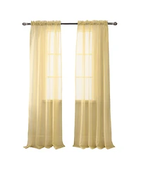 Rt Designer Collection Celine Sheer Luxurious Modern Design Curtain Panel 54" x 84" Gold