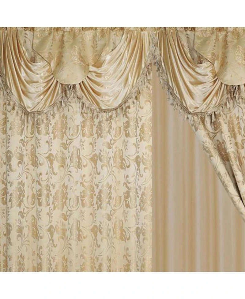 Rt Designers Collection Clayton 2-Piece Double Panel Semi-Transparent Grommet Curtain Pair Panels - Each Panel 54" X 84" Gold