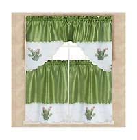 Rt Designer's Collection 3 Piece Set Adds Charm Any Kitchen Decor Monarch Cactus Kitchen Curtain 52" x 18" Sage