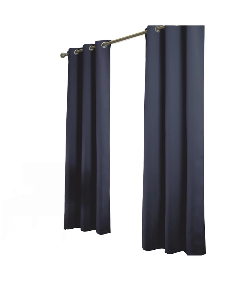 Rt Designer Collection Anchorage 2 Pack Blackout Grommet Luxurious Modern Design Curtain Panel Pair 36" x 84" Navy Blue