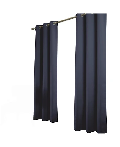Rt Designer Collection Anchorage 2 Pack Blackout Grommet Luxurious Modern Design Curtain Panel Pair 36" x 84" Navy Blue