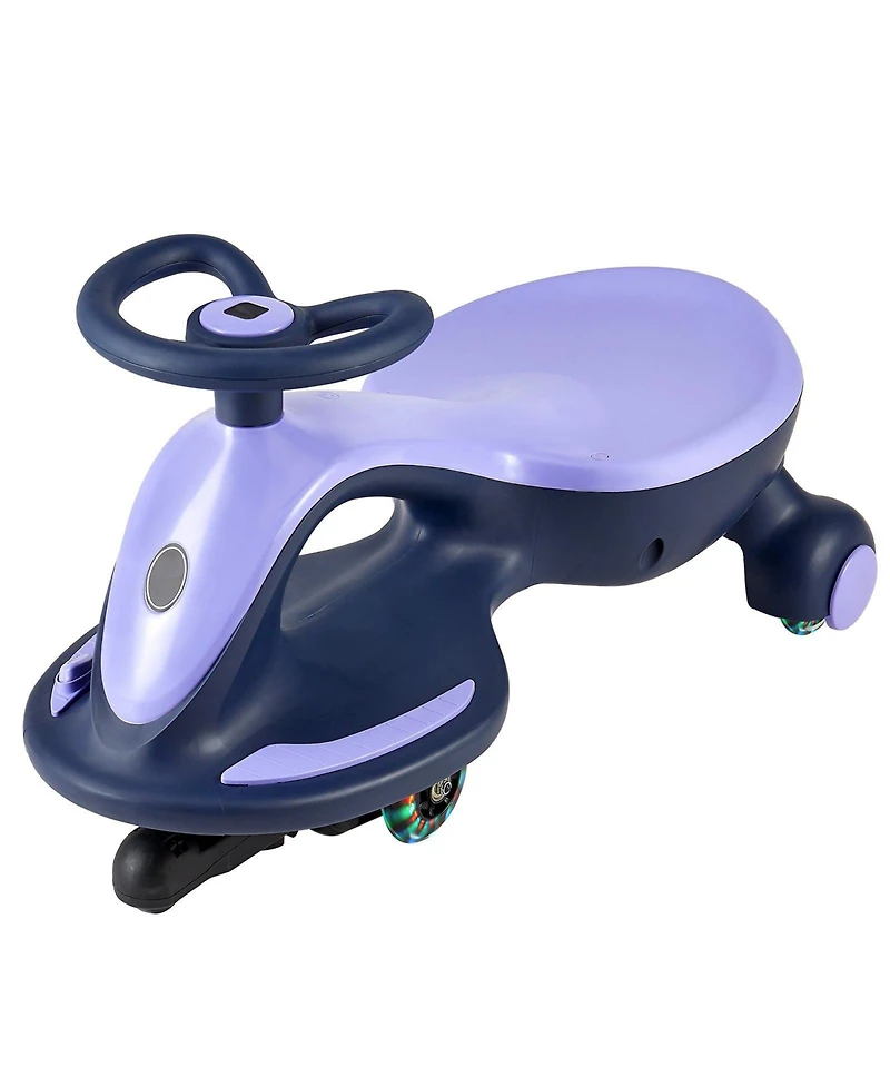 Mecale Electric Wiggle Car, 150 lbs Load, 2-in-1 Swing Car with Led Wheels, Bluetooth, Rechargeable Battery, Ride Toy for Kids 3+, Purple