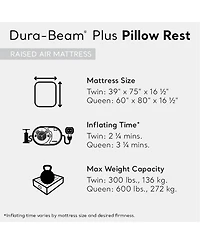 Intex 64123ED Air Mattress, Dura Beam Plus Pillow Rest w/ Built in Pump, Queen