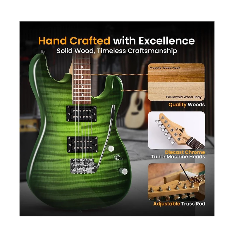 Pyle 6-String Electric Guitar Kit- Includes Amplifier with Accessory Kit