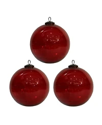 Streamdale 6" Red Glass Ornament Decorative Hanging Ball Christmas Tree Ornaments Set of 3