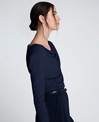 Kenneth Cole Women's Asymmetrical Drape Front Long-Sleeve Sweater