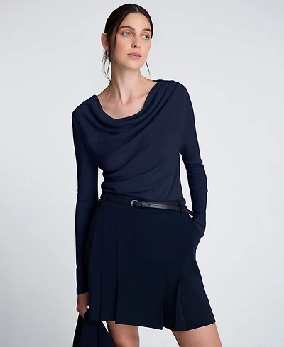 Kenneth Cole Women's Asymmetrical Drape Front Long-Sleeve Sweater