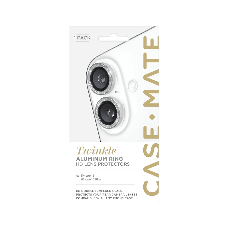 Case-Mate Aluminum Ring Camera Lens Glass Protector for Apple iPhone 16 / Plus