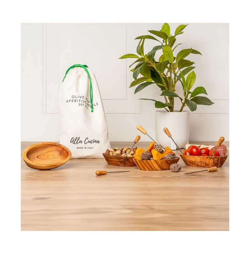 Verve Culture Set of 4 Olivewood Aperitivo Bowls