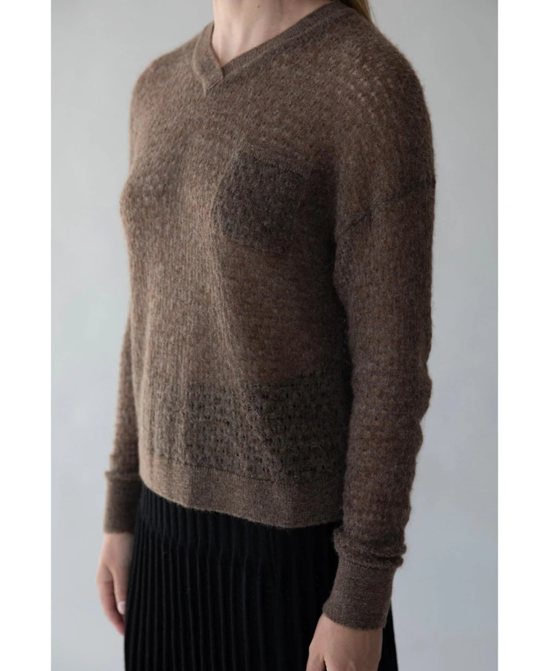 Sskein Women's Lacey Pointelle Pullover Sweater