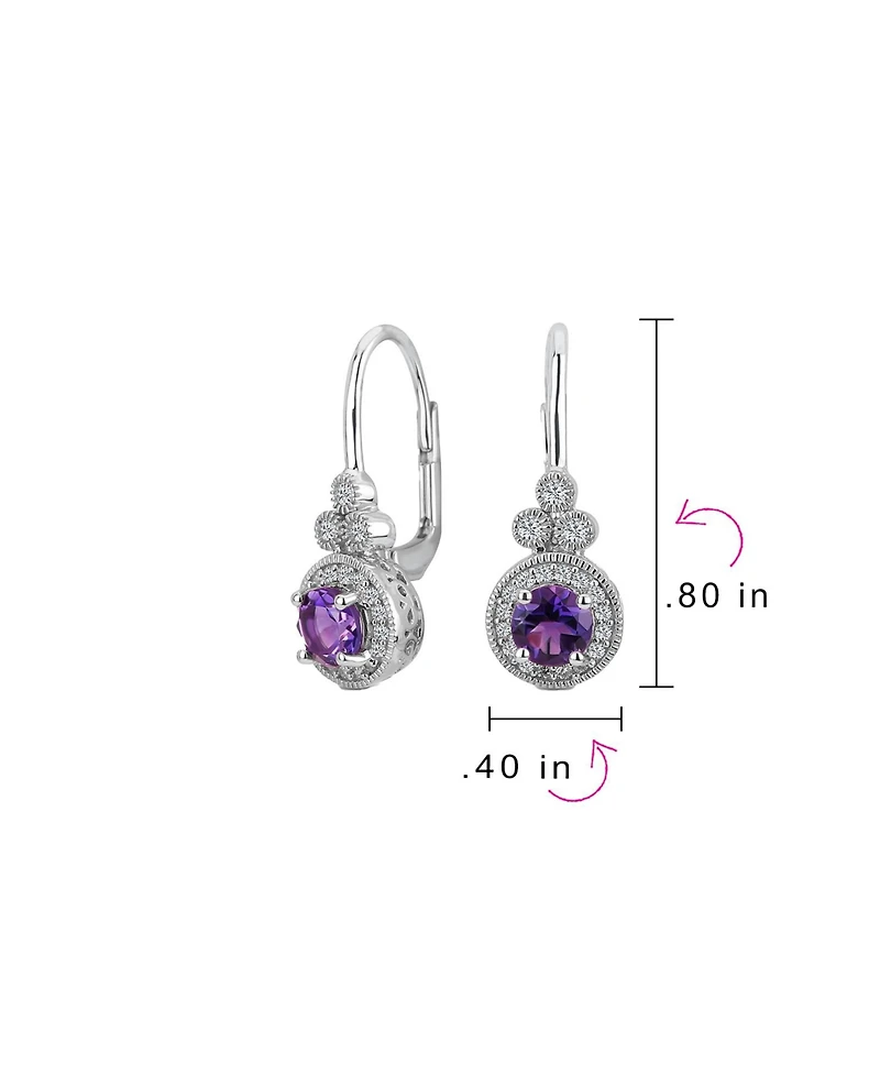 Bling Jewelry Art Deco Style Halo Circle Circlet Solitaire Synthetic Purple Amethyst Drop Earrings Sterling Silver