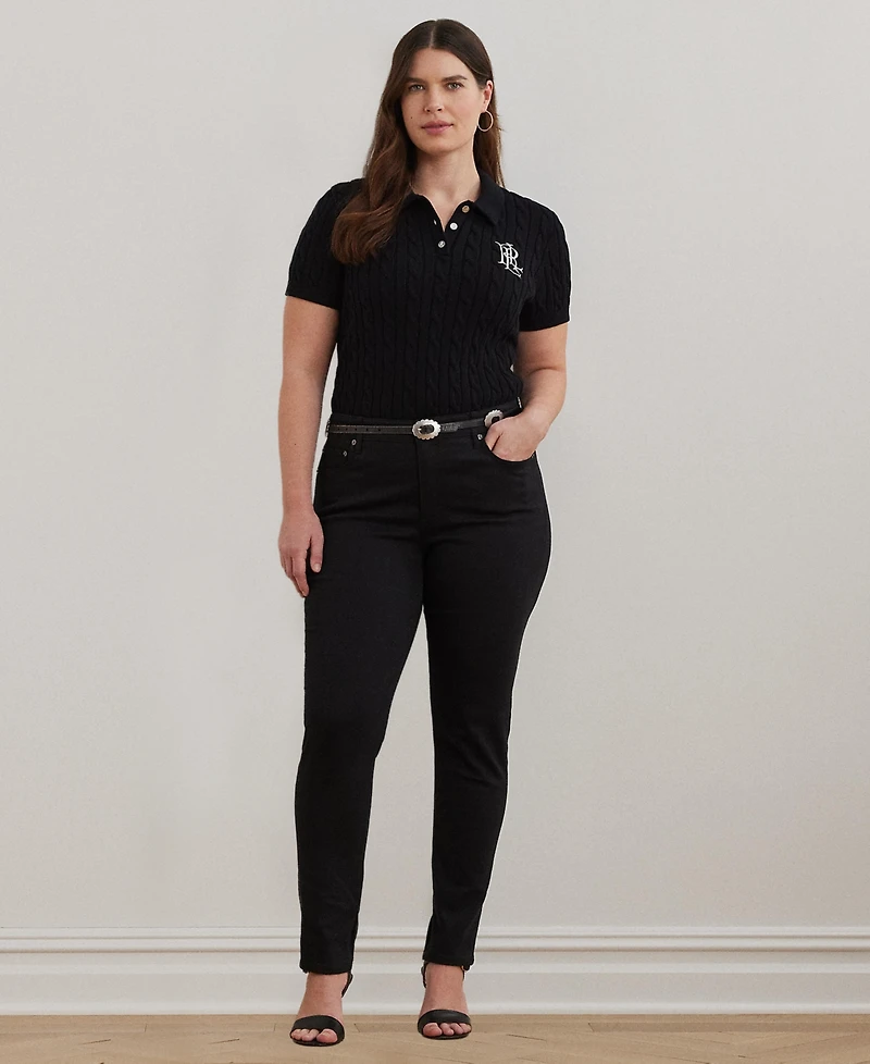 Lauren Ralph Plus Cable-Knit Polo Shirt