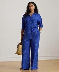 Lauren Ralph Plus Paisley Print Button-Down Shirt