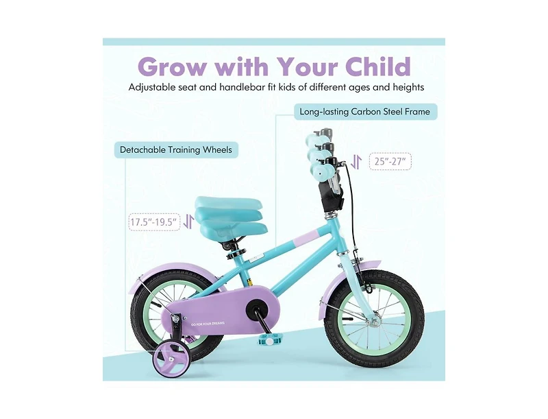 Sugift 12-Inch Kids Bike with Adjustable Handlebar and Saddle