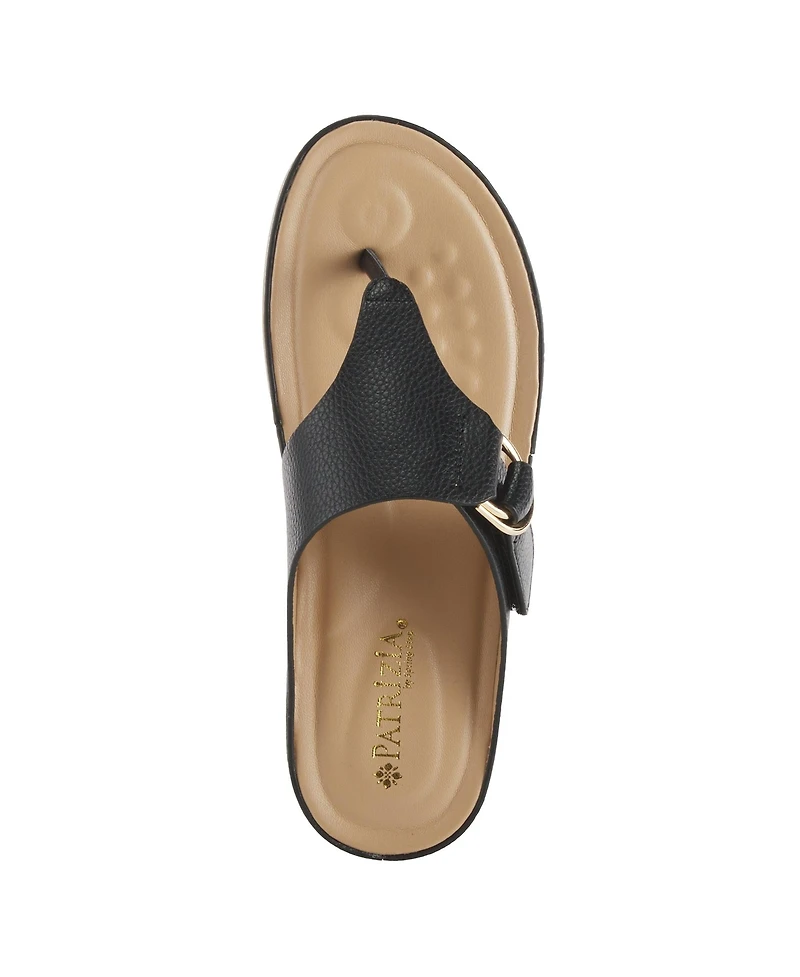 Patrizia Women's Rozeta Toe Thong Sandals with Gold Buckle and Comfort Footbed