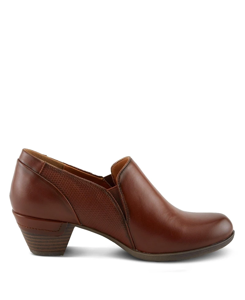 Patrizia Women s Julaneah Embossed Slip-On Shooties with Elastic Fit and Block Heel