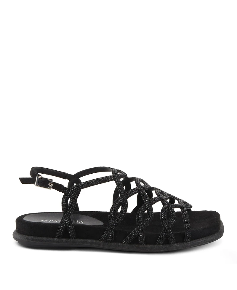 Patrizia Women's Glamgloss Rhinestone Interwoven Strap Flat Sandals