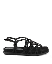 Patrizia Women's Glamgloss Rhinestone Interwoven Strap Flat Sandals