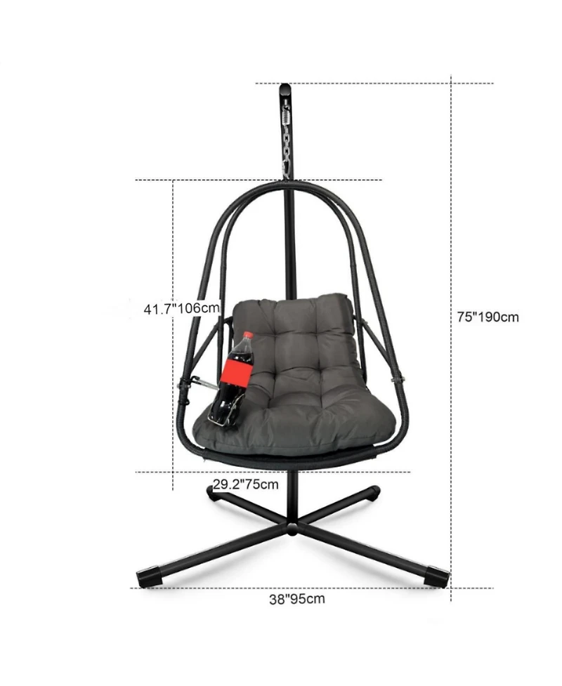 Streamdale Furniture Wicker Egg Chair with Stand & Cushion