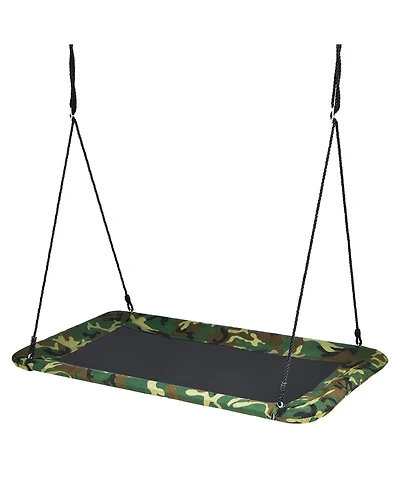 Sugift 60 Inches Platform Tree Swing Outdoor with 2 Hanging Straps-Camouflage