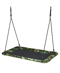 Sugift 60 Inches Platform Tree Swing Outdoor with 2 Hanging Straps-Camouflage