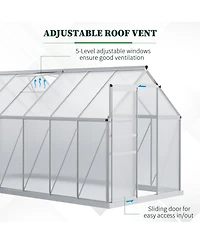 Outsunny 12'x6' Polycarbonate Walk-in Garden house w/ Sliding Door