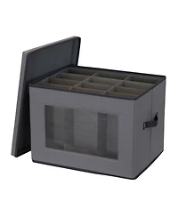 Household Essentials Tall Wine and Bottle Storage Chest, Gray