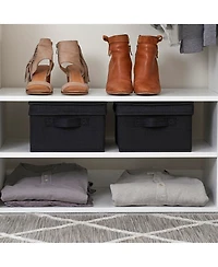 Household Essentials Medium Fabric Storage Bins, Set of 2, Luxe Black Fabric