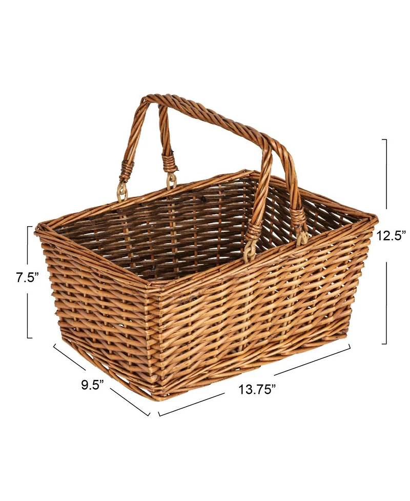 Household Essentials Woven Market Basket, Brown Stain