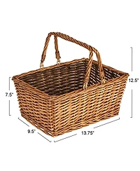 Household Essentials Woven Market Basket, Brown Stain