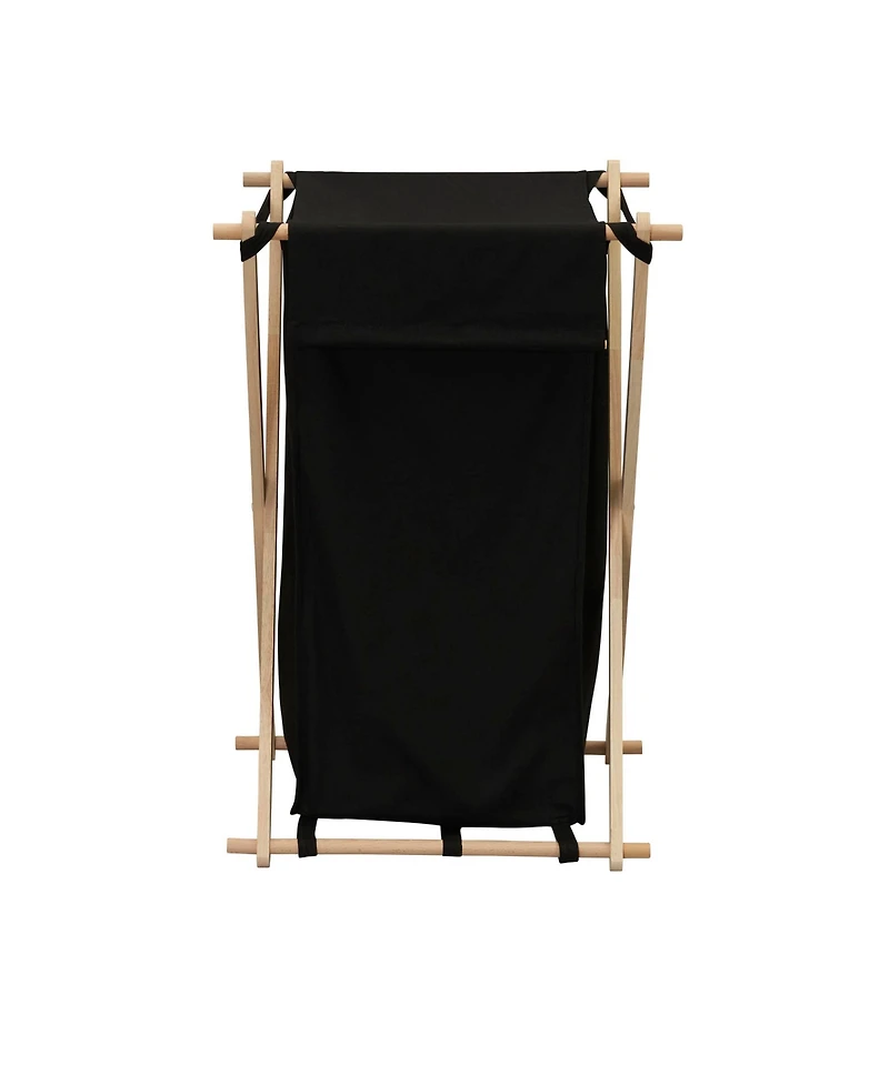 Household Essentials X-Frame Wood Laundry Hamper, Black