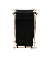 Household Essentials X-Frame Wood Laundry Hamper, Black