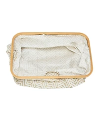 Household Essentials Rimmed Krush Container Basket with Cut Out Handles, Tan Chevron