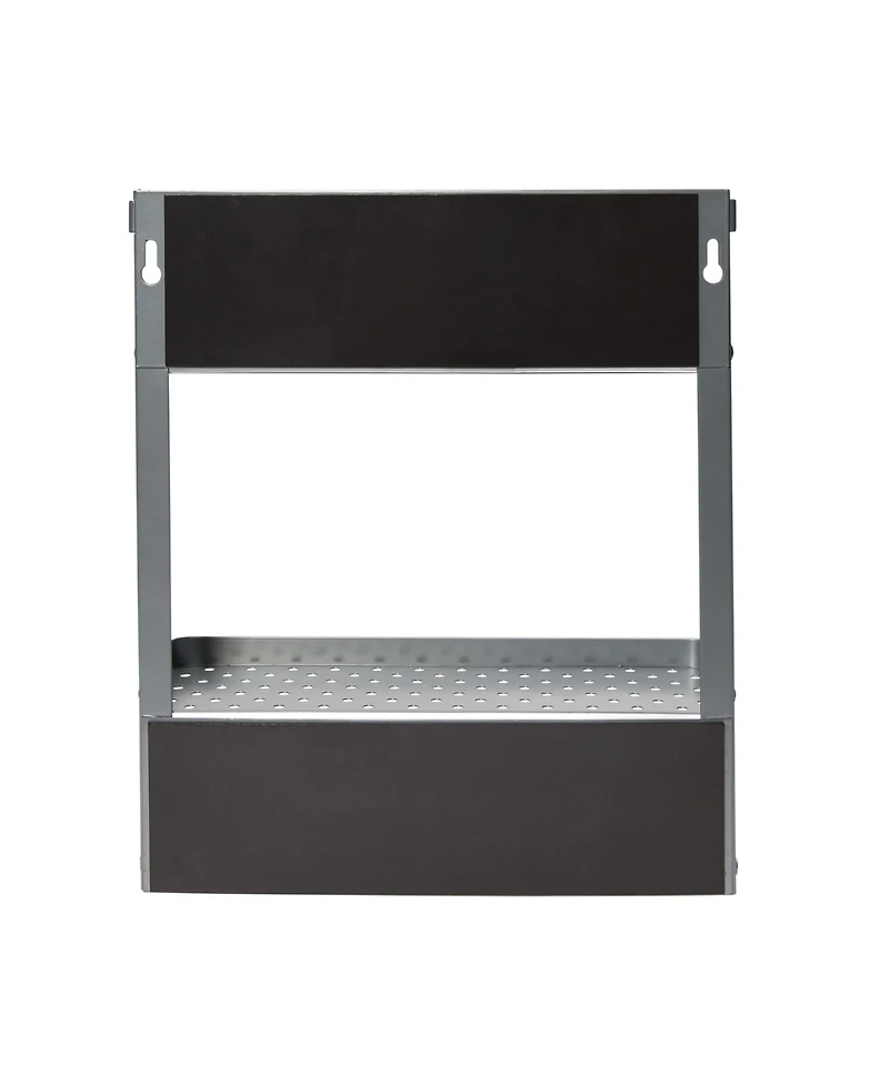 Household Essentials Grey Metal Magnetic Organizer with Towel Rack, Wall-Mount Storage Shelf