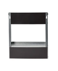 Household Essentials Grey Metal Magnetic Organizer with Towel Rack, Wall-Mount Storage Shelf