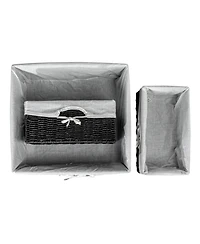 Household Essentials Wicker Basket Set, 3 Pieces, 1 Large and 2 Small Water Hyacinth Baskets, Tan