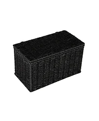 Household Essentials Small Handwoven Paper Rope Wicker Basket with Lid, Grey