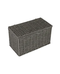 Household Essentials Small Handwoven Paper Rope Wicker Basket with Lid, Grey