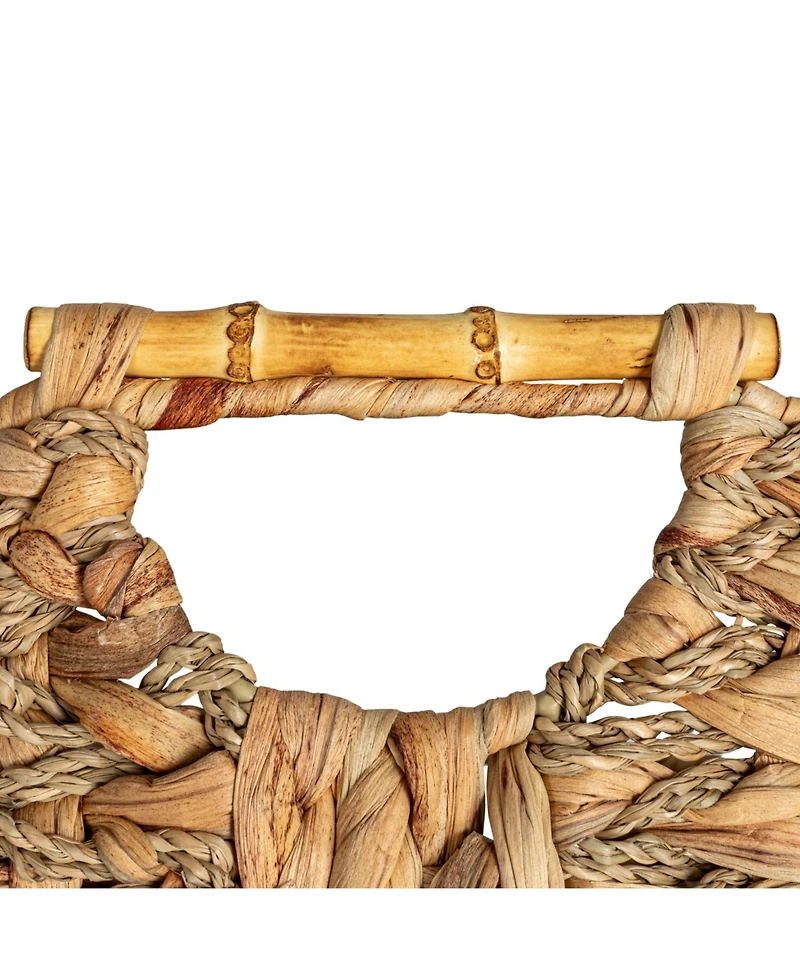 Household Essentials Water Hyacinth Seagrass Scoop Basket with Handle, Natural