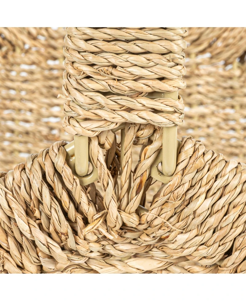 Household Essentials Woven Seagrass Flower Basket with Detachable Handle