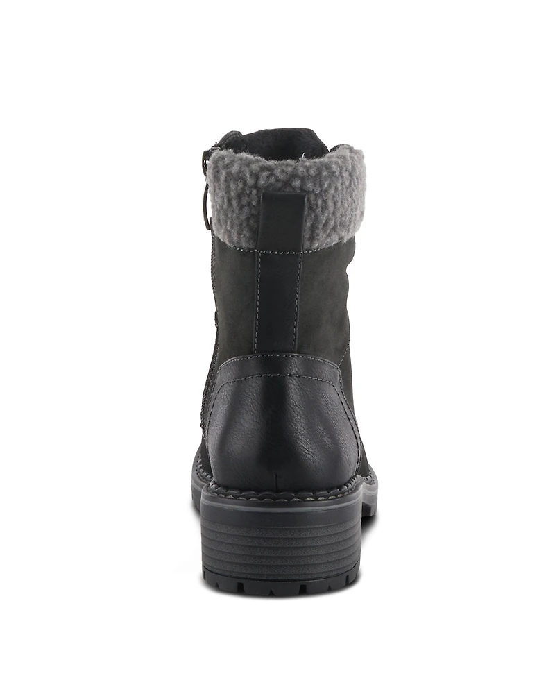 Patrizia Women s Jordyn Faux Fur Trim Lace-Up Booties with Zipper Closure