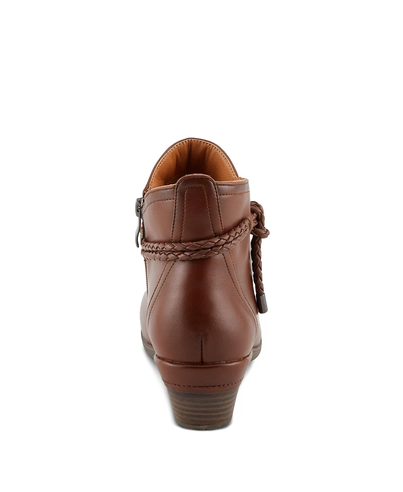 Patrizia Women's Stacked Heel Decorative Lace Detail Ankle Booties