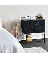 Household EssentialsVictorian Style 8-Drawer and Bottom Shoe Shelf Storage Organizer Unit, Black