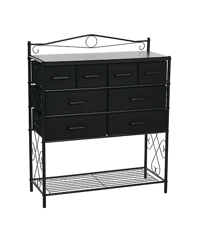 Household EssentialsVictorian Style 8-Drawer and Bottom Shoe Shelf Storage Organizer Unit, Black
