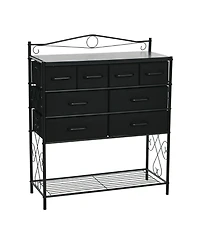 Household EssentialsVictorian Style 8-Drawer and Bottom Shoe Shelf Storage Organizer Unit, Black